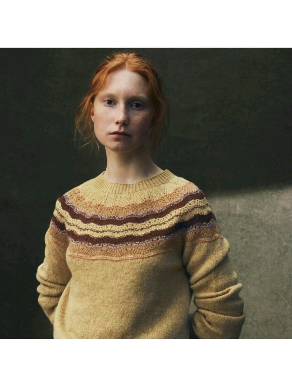 TOAST STRIPE LACE YOKE SWEATER